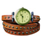 Fashionable Rivet Leather Belt Retro Watch Hand Chain-Orangered Durab