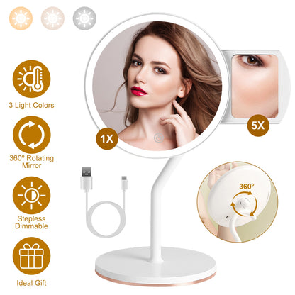 7.48In 5X Magnifying Lighted Makeup Mirror Dimmable Magnification With Lights V