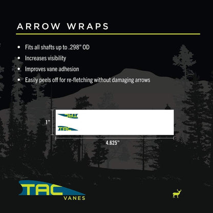 Tac Vanes 4.625" Standard Arrow Wraps - White (13 pack)