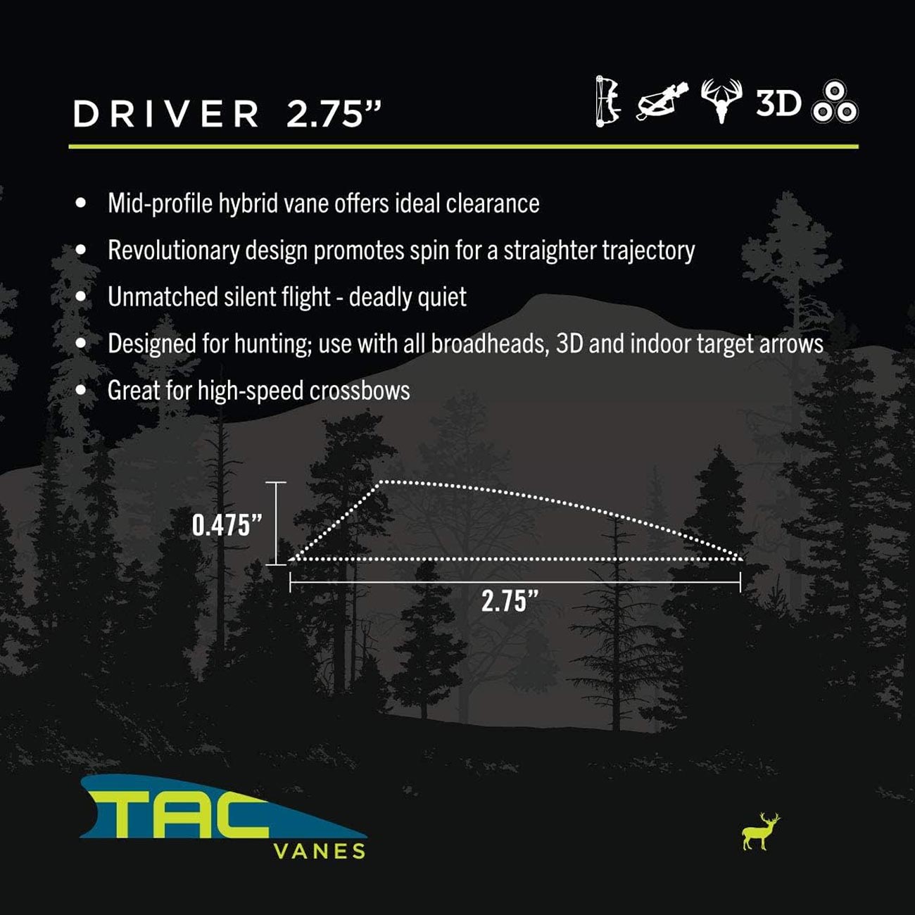 Tac Vanes Driver 2.75" Vane - White (100 pack)