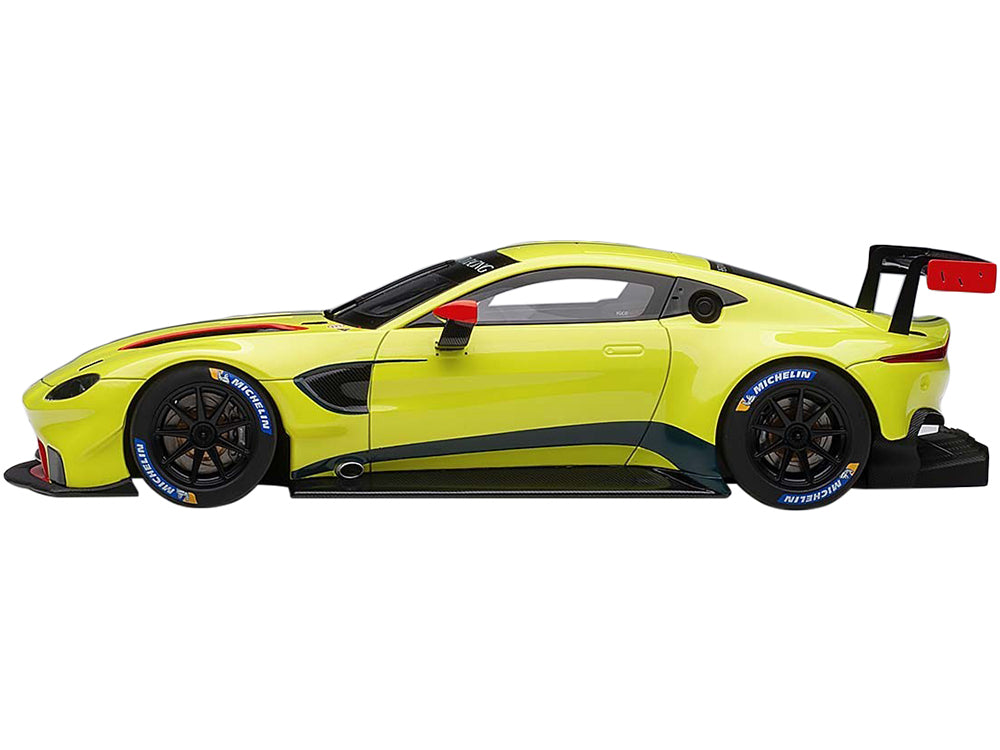 2018 Aston Martin Vantage GTE Le Mans PRO Presentation Car Lemon Green Metallic with Carbon and Red Accents "Aston Racing" 1/18 Model by Autoart <h2>2018 Autoart</h2> <p>High-quality diecast perfect f