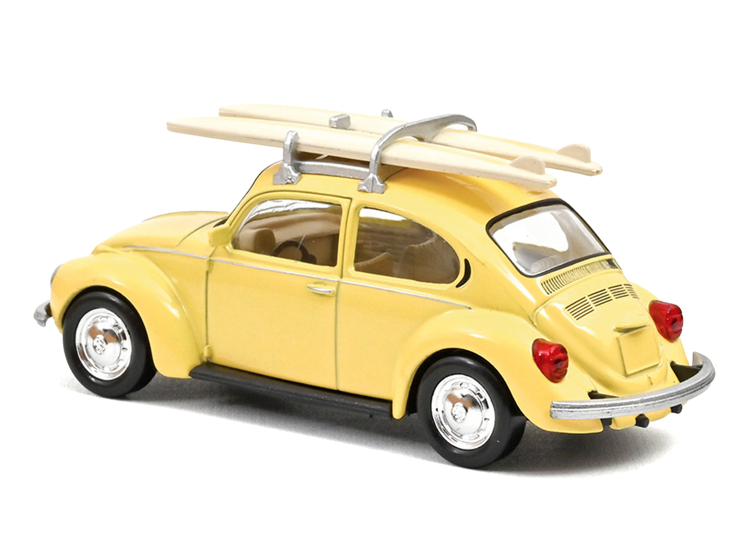 1973 Volkswagen Beetle 1303 Pastel Yellow with Roof Rack and 2 Surfboards 1/43 Diecast Model Car by Norev