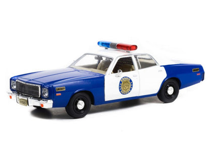 GreenLight 1975 Plymouth Fury "Osage County Sheriff" Blue and White 1/24 Diecast Model Car by <h2>1975 Greenlight</h2> <p>High-quality perfect for collectors enthusiasts. Features detailed interior ex