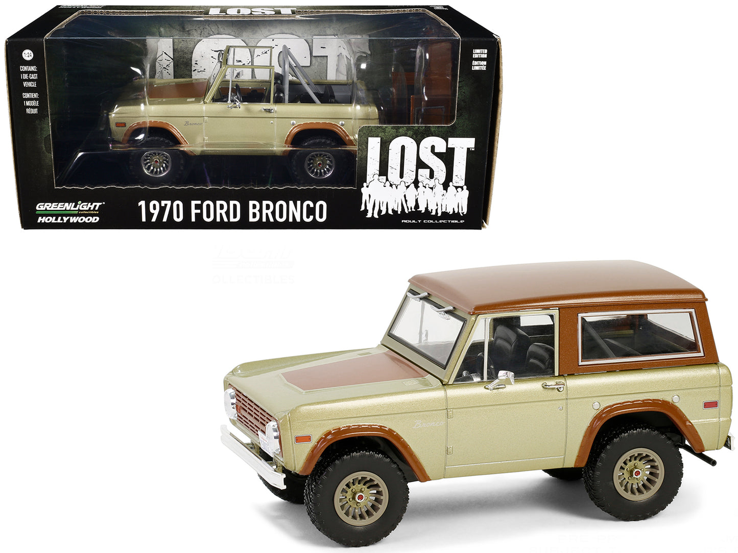 GreenLight 1970 Ford Bronco Gold Metallic with Brown Hood and Top "Lost" (2004-2010) TV Series "Hollywood" 20 1/24 Diecast Model Car by <h2>1970 Greenlight</h2> <p>High-quality perfect for collectors