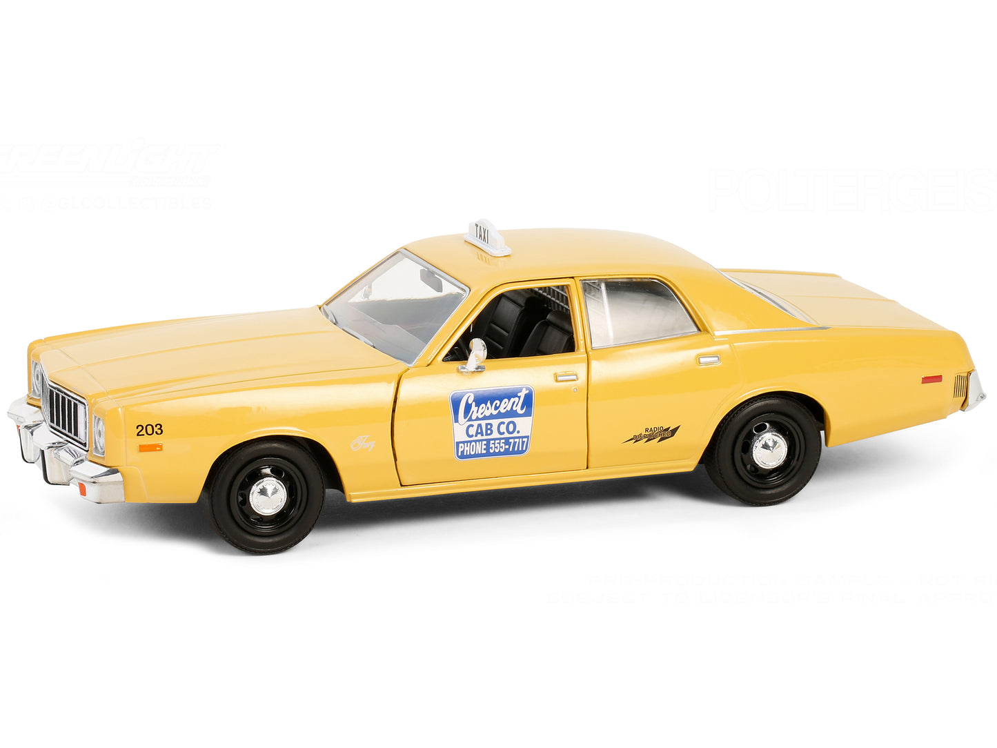 GreenLight 1975 Plymouth Fury Taxi "Crescent Cab Co." Yellow "Poltergeist" (1982) Movie "Hollywood" Series 20 1/24 Diecast Model Car by <h2>1975 Greenlight</h2> <p>High-quality perfect for collectors