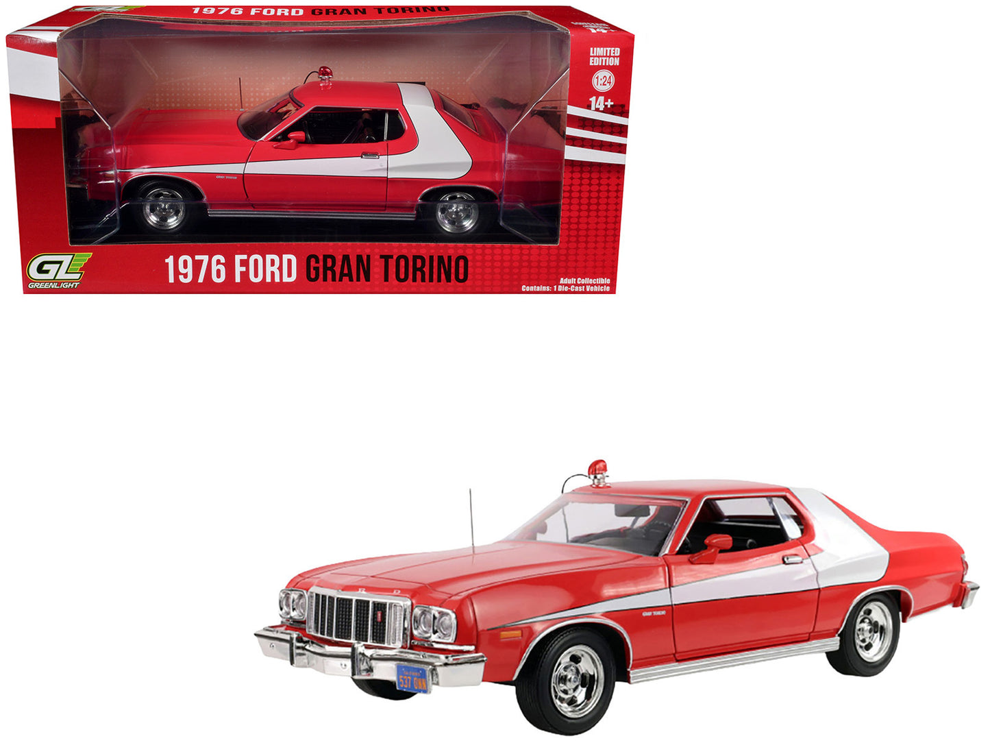 GreenLight 1976 Ford Gran Torino Red with White Graphics "Hollywood Greatest Hits" Series 1/24 Diecast Model Car by <h2>1976 Greenlight</h2> <p>High-quality perfect for collectors and enthusiasts. Fea