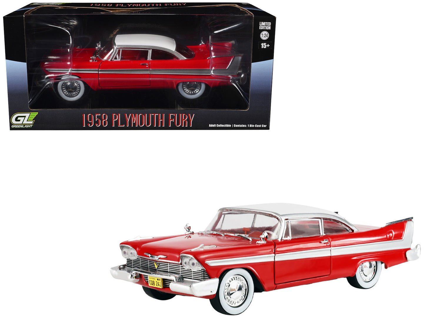 GreenLight 1958 Plymouth Fury Red with White Top and Interior "Hollywood Greatest Hits" Series 1/24 Diecast Model Car by <h2>1958 Greenlight</h2> <p>High-quality perfect for collectors enthusiasts. Fe