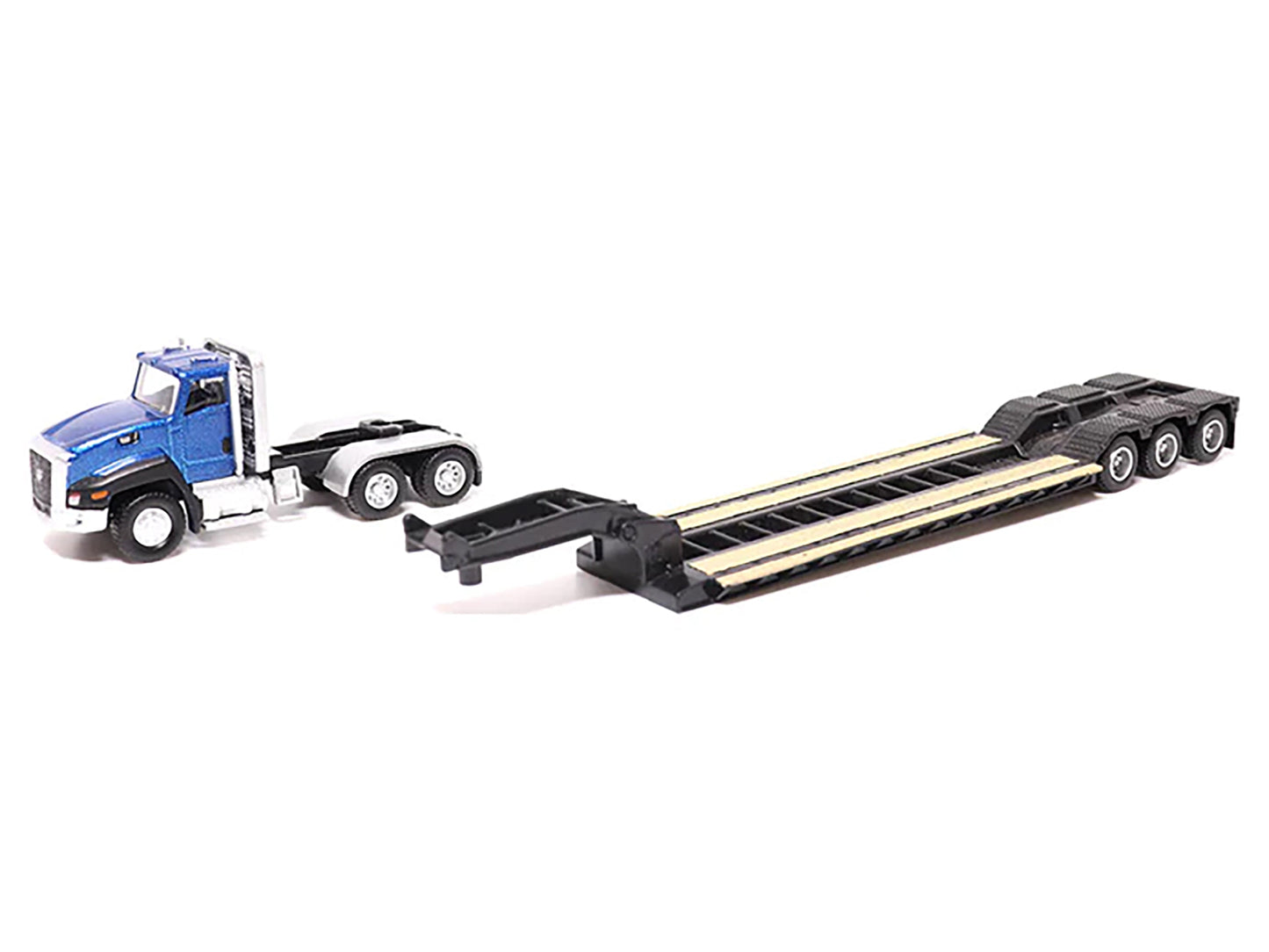 CAT Caterpillar CT660 Day Cab Tractor Blue Metallic with Lowboy Trailer and 315C L Hydraulic Excavator Yellow 1/87 (HO) Diecast Model by Masters <h2>CAT Masters</h2> <p>High-quality car perfect for co