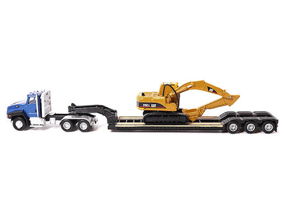 CAT Caterpillar CT660 Day Cab Tractor Blue Metallic with Lowboy Trailer and 315C L Hydraulic Excavator Yellow 1/87 (HO) Diecast Model by Masters <h2>CAT Masters</h2> <p>High-quality car perfect for co