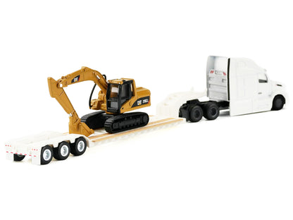 Peterbilt 579 Tractor White with Lowboy Trailer and CAT 315C Excavator Yellow 1/87 (HO) Diecast Model by Masters <h2>Peterbilt Masters</h2> <p>High-quality car perfect for collectors enthusiasts. Feat