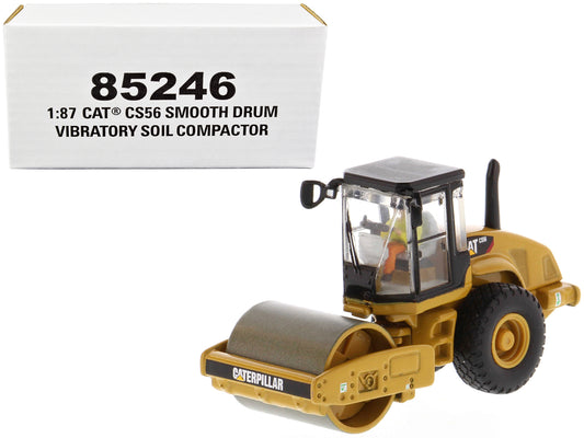 CAT Caterpillar CS56 Smooth Drum Vibratory Soil Compactor with Operator "High Line" Series 1/87 (HO) Scale Diecast Model by Masters <h2>CAT Masters</h2> <p>High-quality car perfect for collectors and