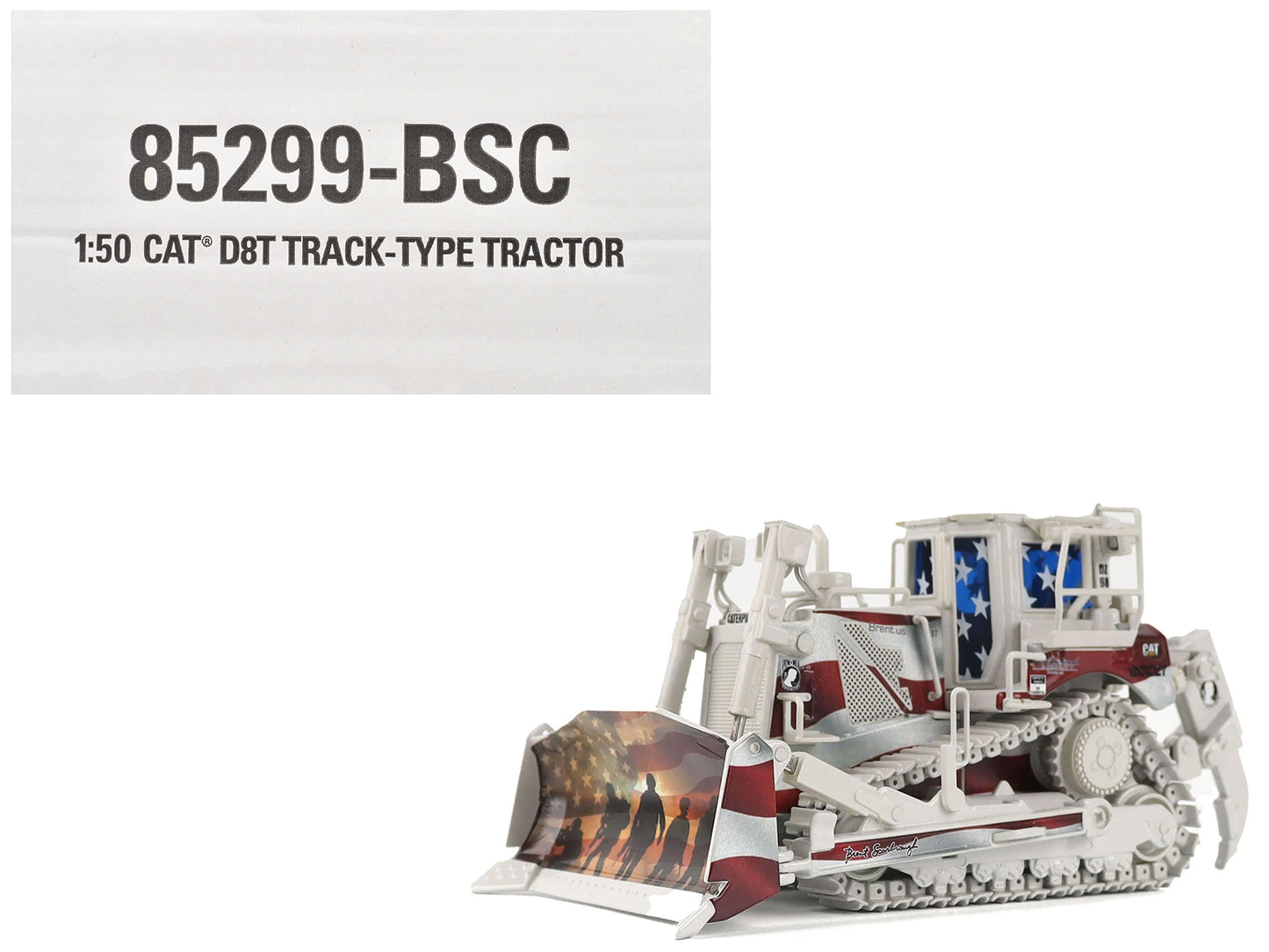 CAT Caterpillar D8T Track Type Tractor with Single Shank Ripper "Brent Scarbrough & Co." Patriotic Livery "High Line" Series 1/50 Diecast Model by Masters <h2>CAT Masters</h2> <p>High-quality car perf