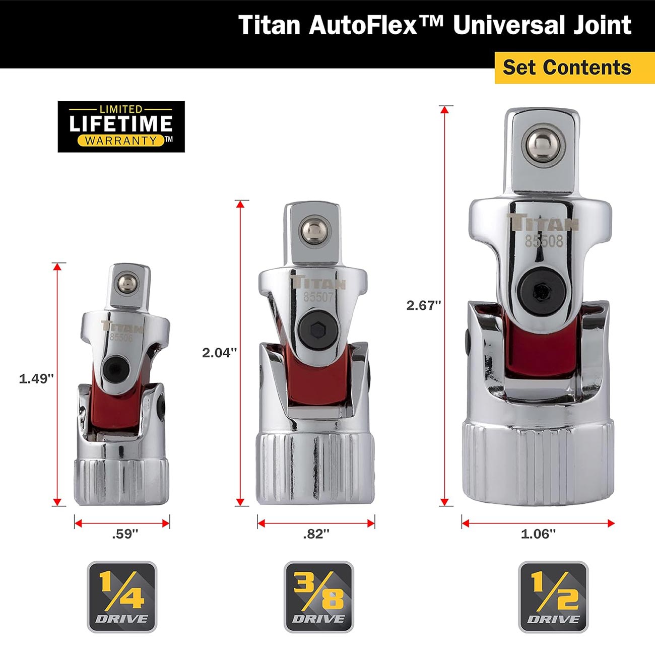 Titan Tools Auto Flex Universal Joint Socket Set (3-Piece)