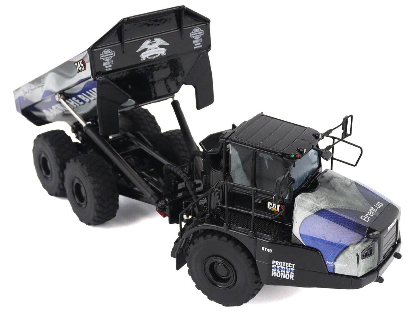 CAT Caterpillar 745 Articulated Dump Truck "Brent Scarbrough & Co. - Back the Blue" Black with Graphics "High Line" Series 1/50 Diecast Model by Masters <h2>CAT Masters</h2> <p>High-quality car perfec
