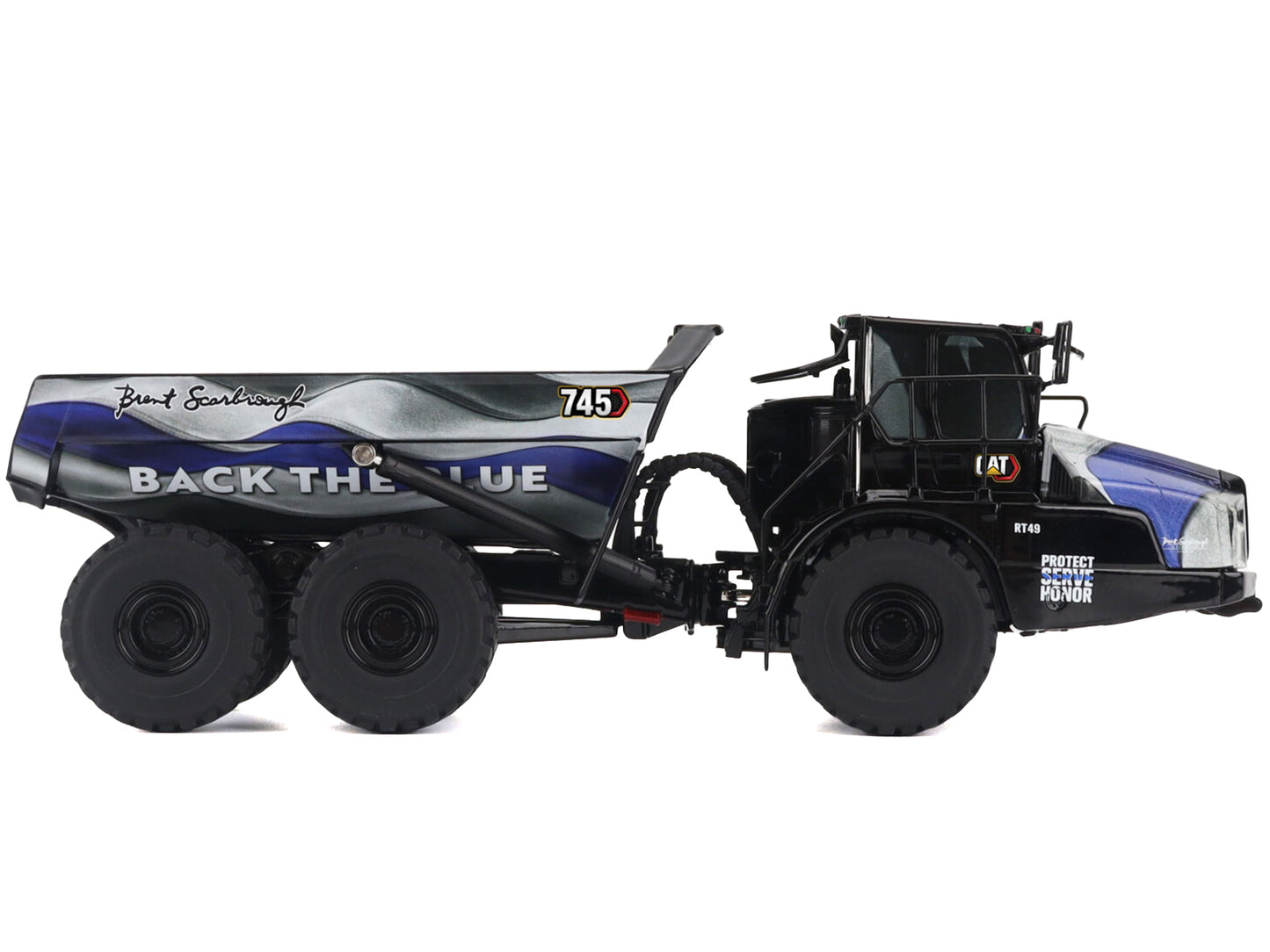 CAT Caterpillar 745 Articulated Dump Truck "Brent Scarbrough & Co. - Back the Blue" Black with Graphics "High Line" Series 1/50 Diecast Model by Masters <h2>CAT Masters</h2> <p>High-quality car perfec