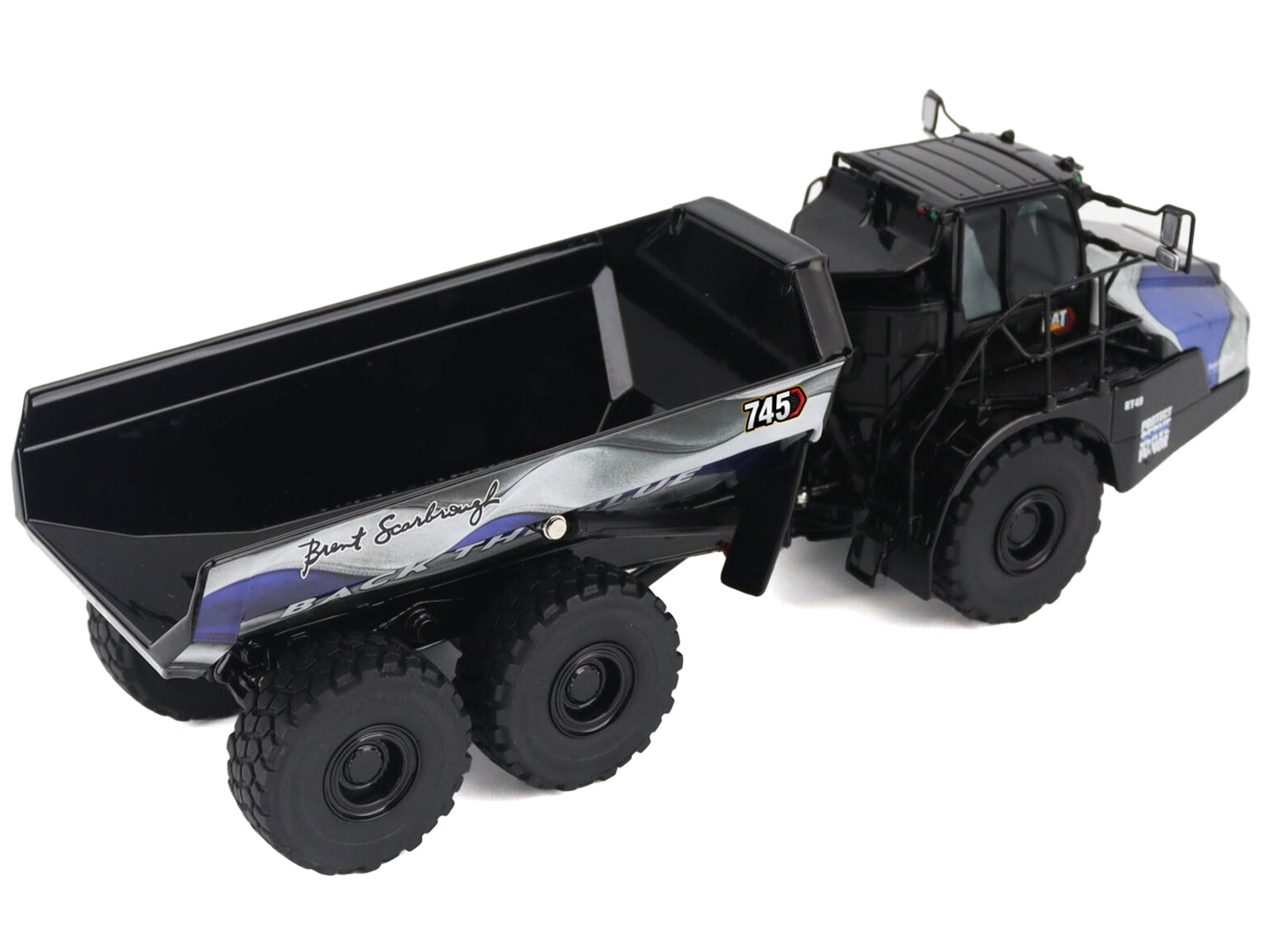 CAT Caterpillar 745 Articulated Dump Truck "Brent Scarbrough & Co. - Back the Blue" Black with Graphics "High Line" Series 1/50 Diecast Model by Masters <h2>CAT Masters</h2> <p>High-quality car perfec