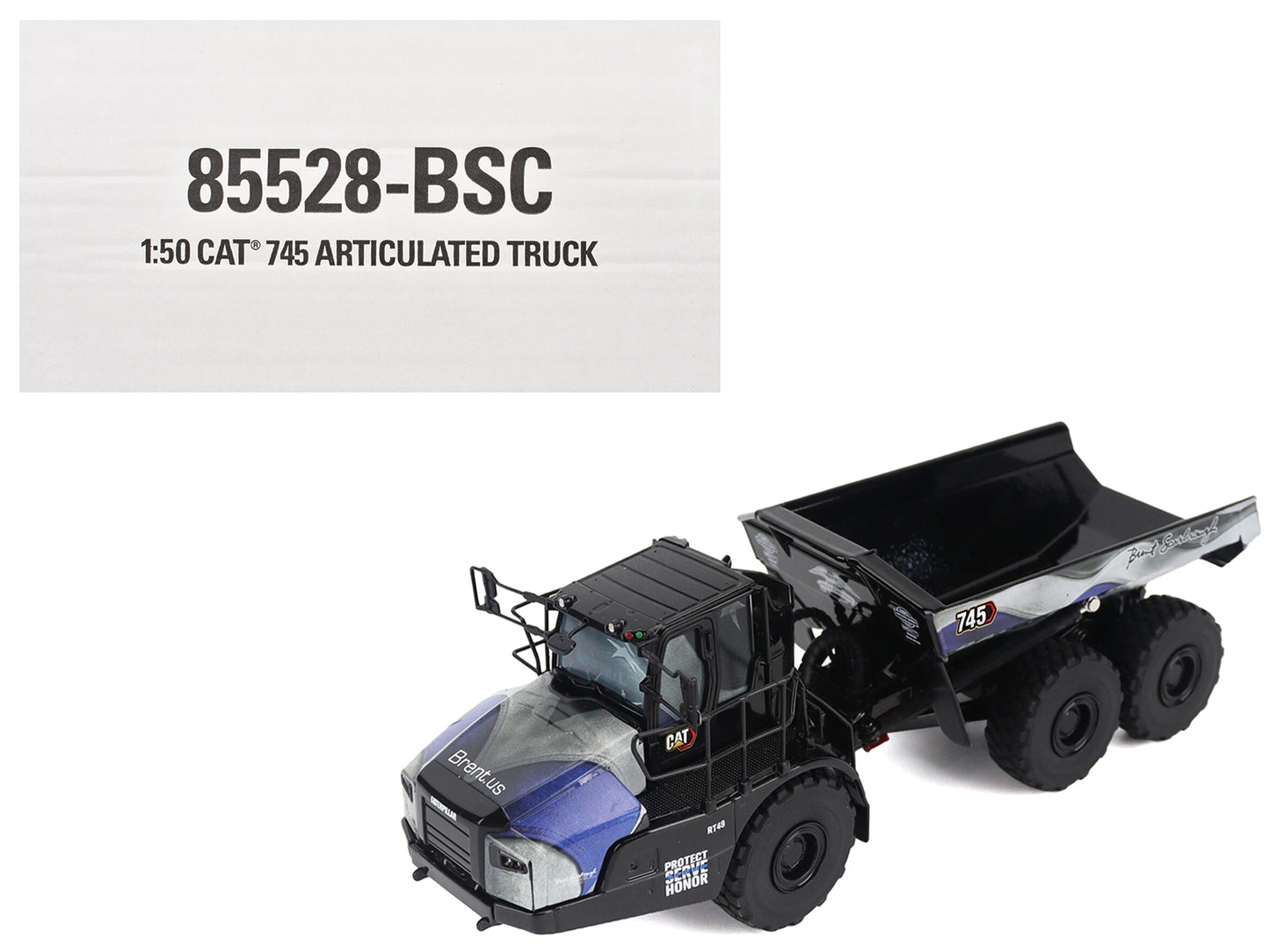 CAT Caterpillar 745 Articulated Dump Truck "Brent Scarbrough & Co. - Back the Blue" Black with Graphics "High Line" Series 1/50 Diecast Model by Masters <h2>CAT Masters</h2> <p>High-quality car perfec