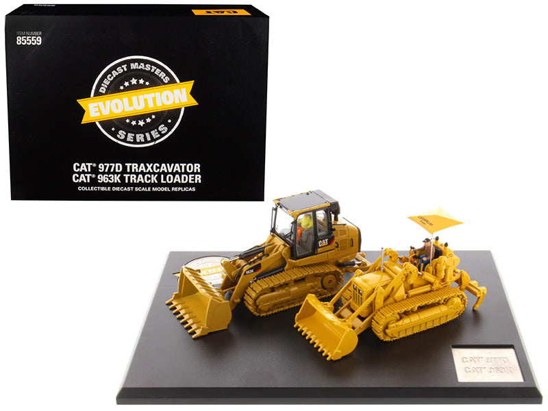 CAT Caterpillar 977D Traxcavator (Circa 1955-1960) and 963K Track Loader (Current) with Operators "Evolution Series" 1/50 Diecast Models by Masters <h2>CAT Masters</h2> <p>High-quality model car perfe