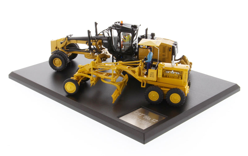 Cat Caterpillar No. 12 Motor Grader (Circa 1939-1959) and 12M3 (Current) with Operators "Evolution Series" Set of 2 pieces 1/50 Diecast Models by Masters <h2>Cat Masters</h2> <p>High-quality model car