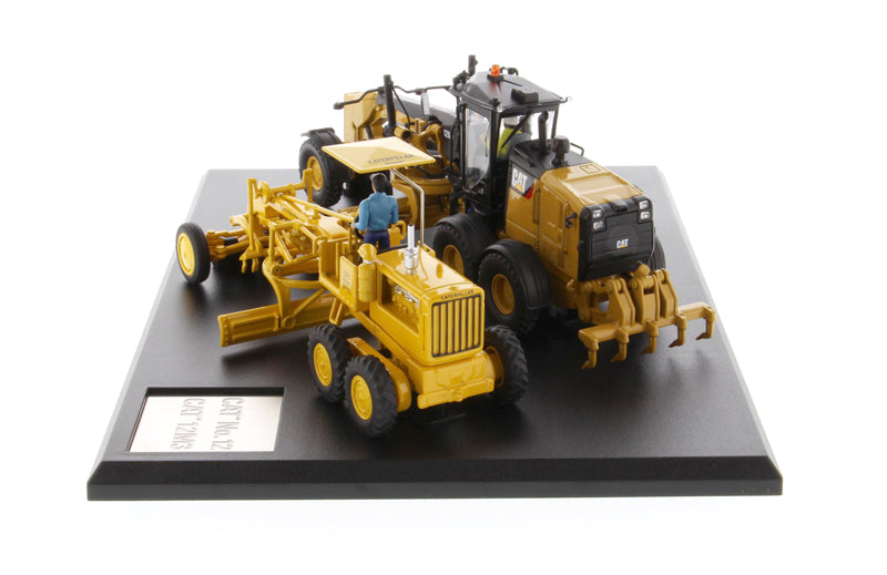 Cat Caterpillar No. 12 Motor Grader (Circa 1939-1959) and 12M3 (Current) with Operators "Evolution Series" Set of 2 pieces 1/50 Diecast Models by Masters <h2>Cat Masters</h2> <p>High-quality model car
