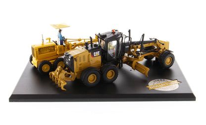 Cat Caterpillar No. 12 Motor Grader (Circa 1939-1959) and 12M3 (Current) with Operators "Evolution Series" Set of 2 pieces 1/50 Diecast Models by Masters <h2>Cat Masters</h2> <p>High-quality model car