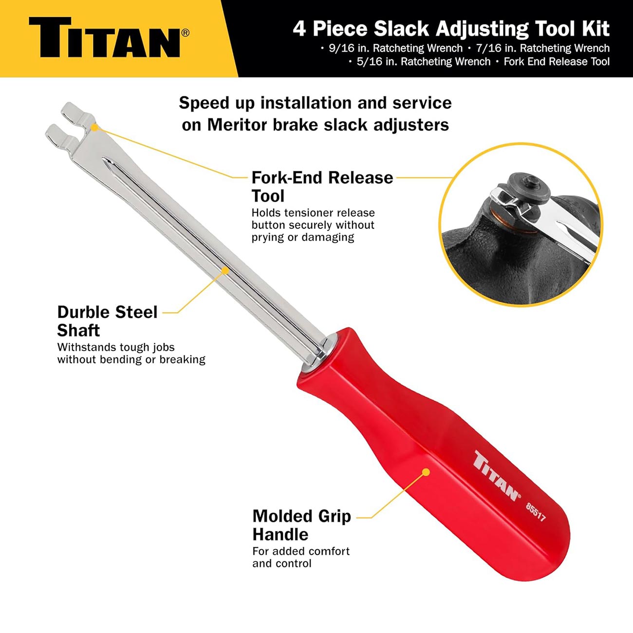 Titan 4 pc Brake Slack Adjusting Tool Set