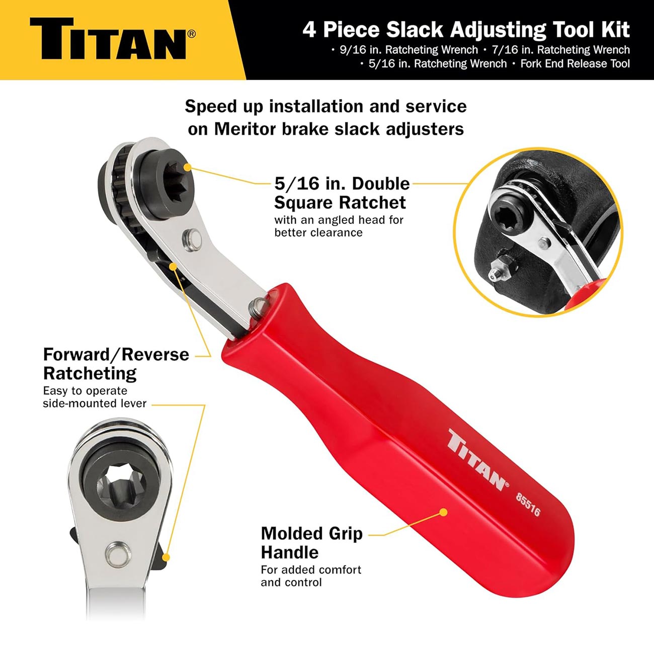 Titan 4 pc Brake Slack Adjusting Tool Set