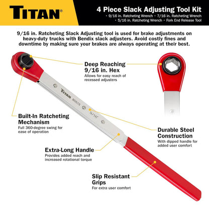 Titan 4 pc Brake Slack Adjusting Tool Set