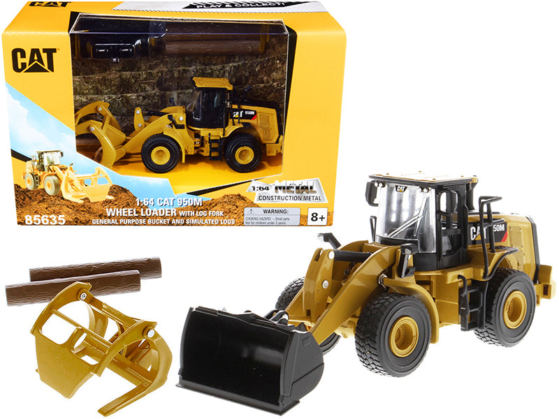 CAT Caterpillar 950M Wheel Loader with Bucket and Log Fork Two Poles "Play & Collect!" 1/64 Diecast Model by Masters <h2>CAT Masters</h2> <p>High-quality car perfect for collectors enthusiasts. Featur