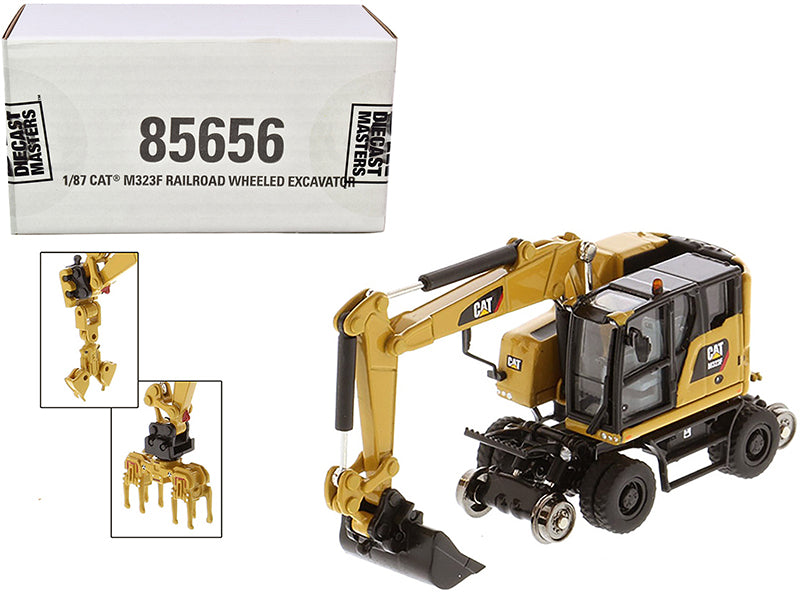 CAT Caterpillar M323F Railroad Wheeled Excavator with 3 Accessories (CAT Yellow Version) "High Line" Series 1/87 (HO) Scale Diecast Model by Masters <h2>CAT Masters</h2> <p>High-quality car perfect fo