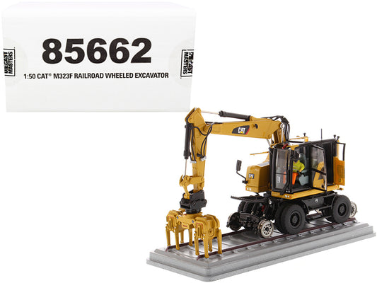 CAT Caterpillar M323F Railroad Wheeled Excavator with Operator and 3 Work Tools (CAT Yellow Version) "High Line Series" 1/50 Diecast Model by Masters <h2>CAT Masters</h2> <p>High-quality car perfect f