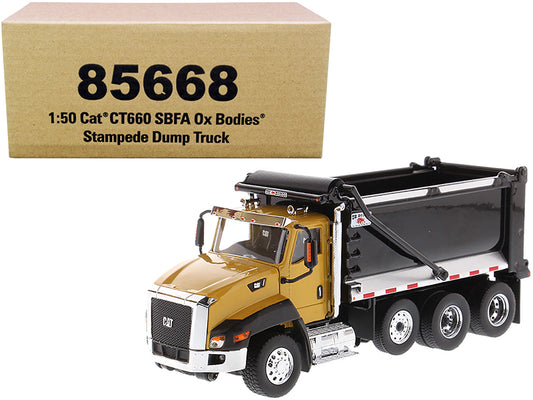 CAT Caterpillar CT660 SBFA with Ox Bodies Stampede Dump Truck Yellow and Black 1/50 Diecast Model by Masters <h2>CAT Masters</h2> <p>High-quality car perfect for collectors enthusiasts. Features detai