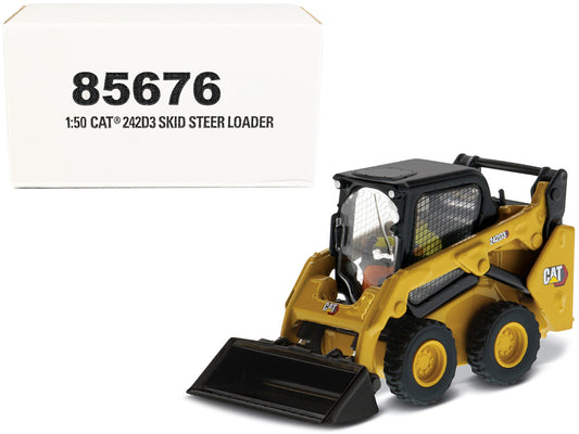 CAT Caterpillar 242D3 Wheeled Skid Steer Loader with Work Tools and Operator Yellow "High Line Series" 1/50 Diecast Model by Masters <h2>CAT Masters</h2> <p>High-quality car perfect for collectors ent