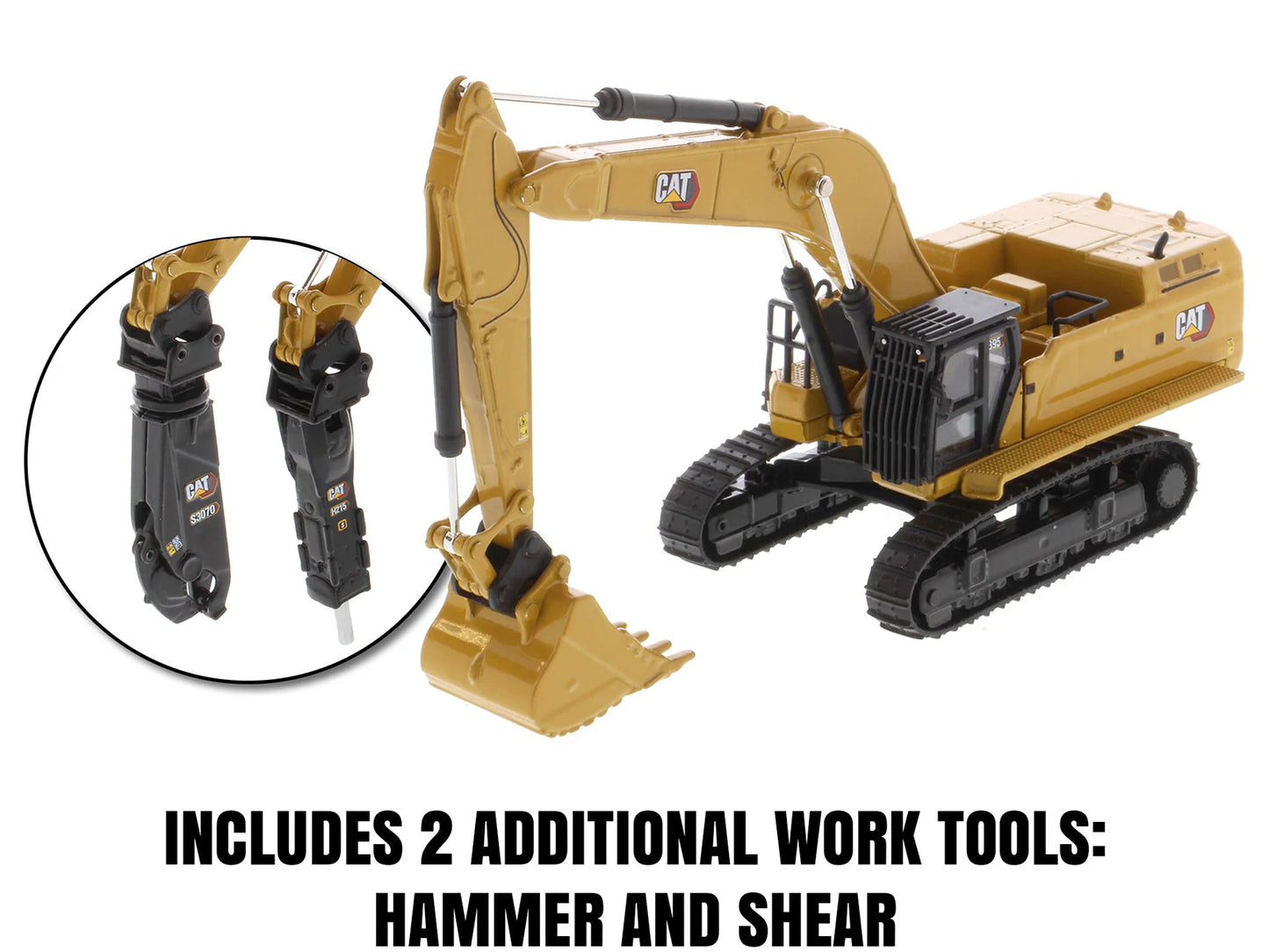 CAT Caterpillar 395 Next-Generation Hydraulic Excavator (General Purpose Version) Yellow with Additional Tools "High Line Series" 1/87 (HO) Diecast Model by Masters <h2>CAT Masters</h2> <p>High-qualit