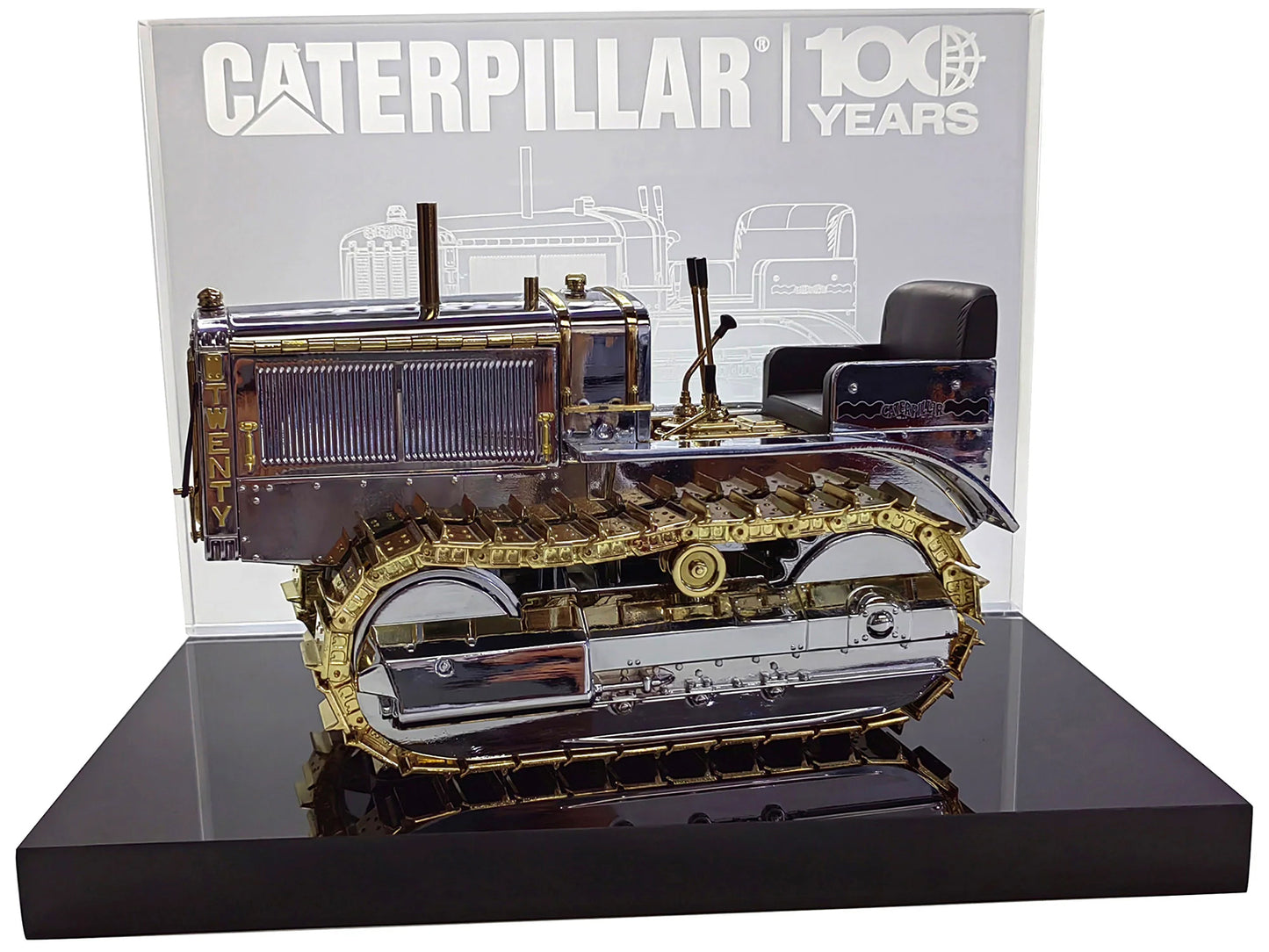 CAT Caterpillar Twenty Tractor "100th Anniversary" Chrome and Gold "Centennial Series" 1/16 Diecast Model by Masters <h2>CAT Masters</h2> <p>High-quality car perfect for collectors enthusiasts. Featur