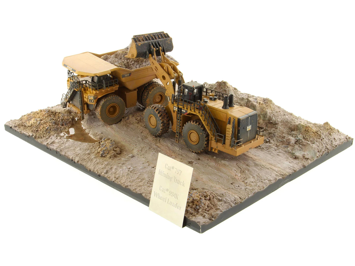 CAT Caterpillar 994K Wheel Loader and 797 Mining Truck Yellow (Weathered) Set of 2 Pieces "Weathered Series" 1/125 Diecast Model by Masters <h2>CAT Masters</h2> <p>High-quality car perfect for collect