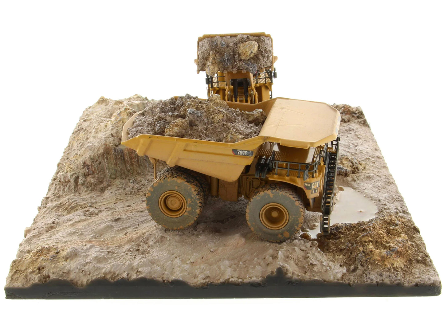 CAT Caterpillar 994K Wheel Loader and 797 Mining Truck Yellow (Weathered) Set of 2 Pieces "Weathered Series" 1/125 Diecast Model by Masters <h2>CAT Masters</h2> <p>High-quality car perfect for collect