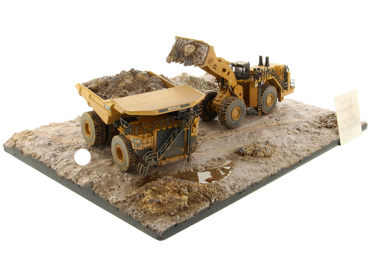 CAT Caterpillar 994K Wheel Loader and 797 Mining Truck Yellow (Weathered) Set of 2 Pieces "Weathered Series" 1/125 Diecast Model by Masters <h2>CAT Masters</h2> <p>High-quality car perfect for collect