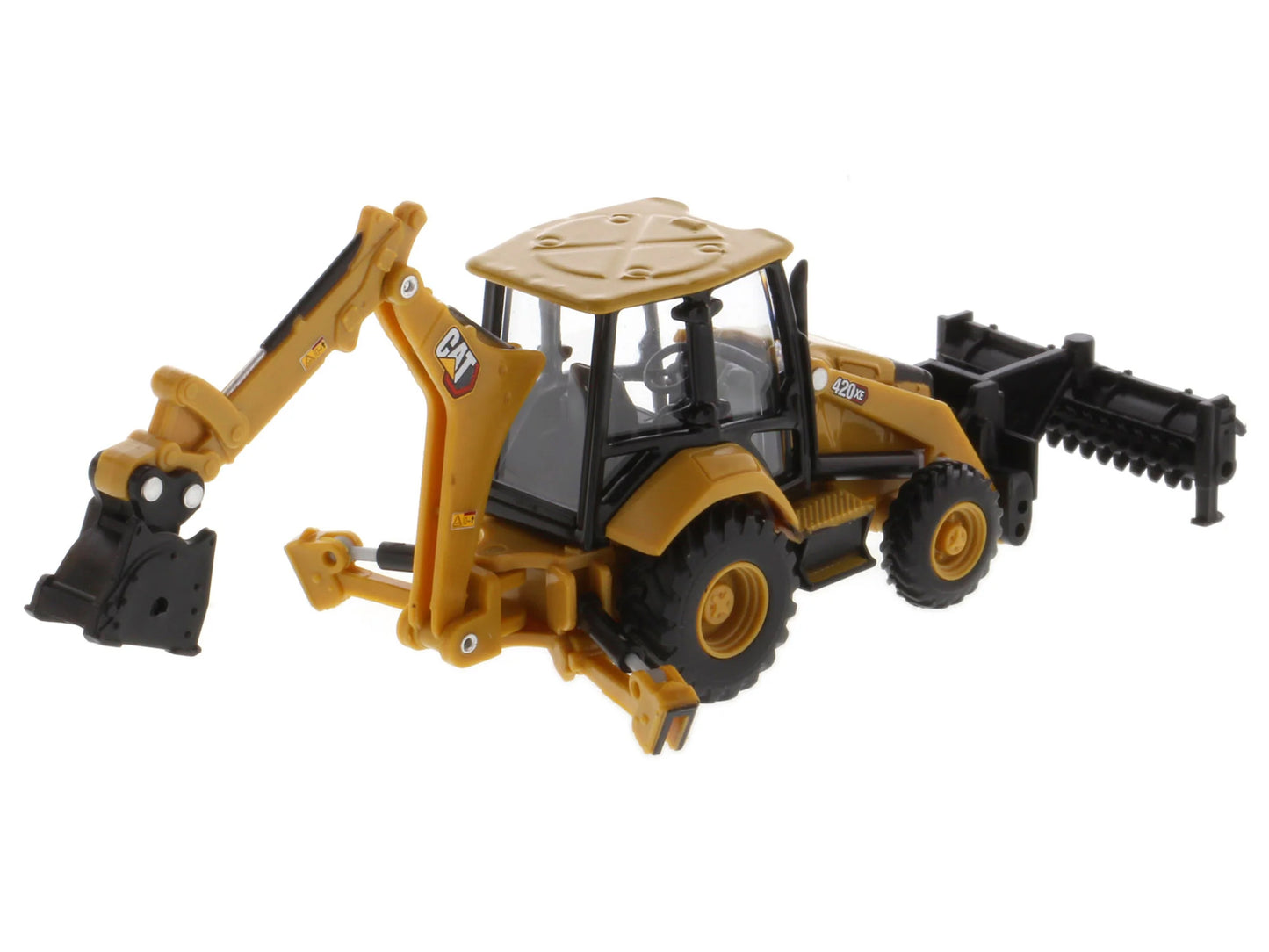 CAT Caterpillar 420 XE Backhoe Loader with Work Tools Yellow 1/64 Diecast Model by Masters <h2>CAT Masters</h2> <p>High-quality car perfect for collectors and enthusiasts. Features detailed interior e