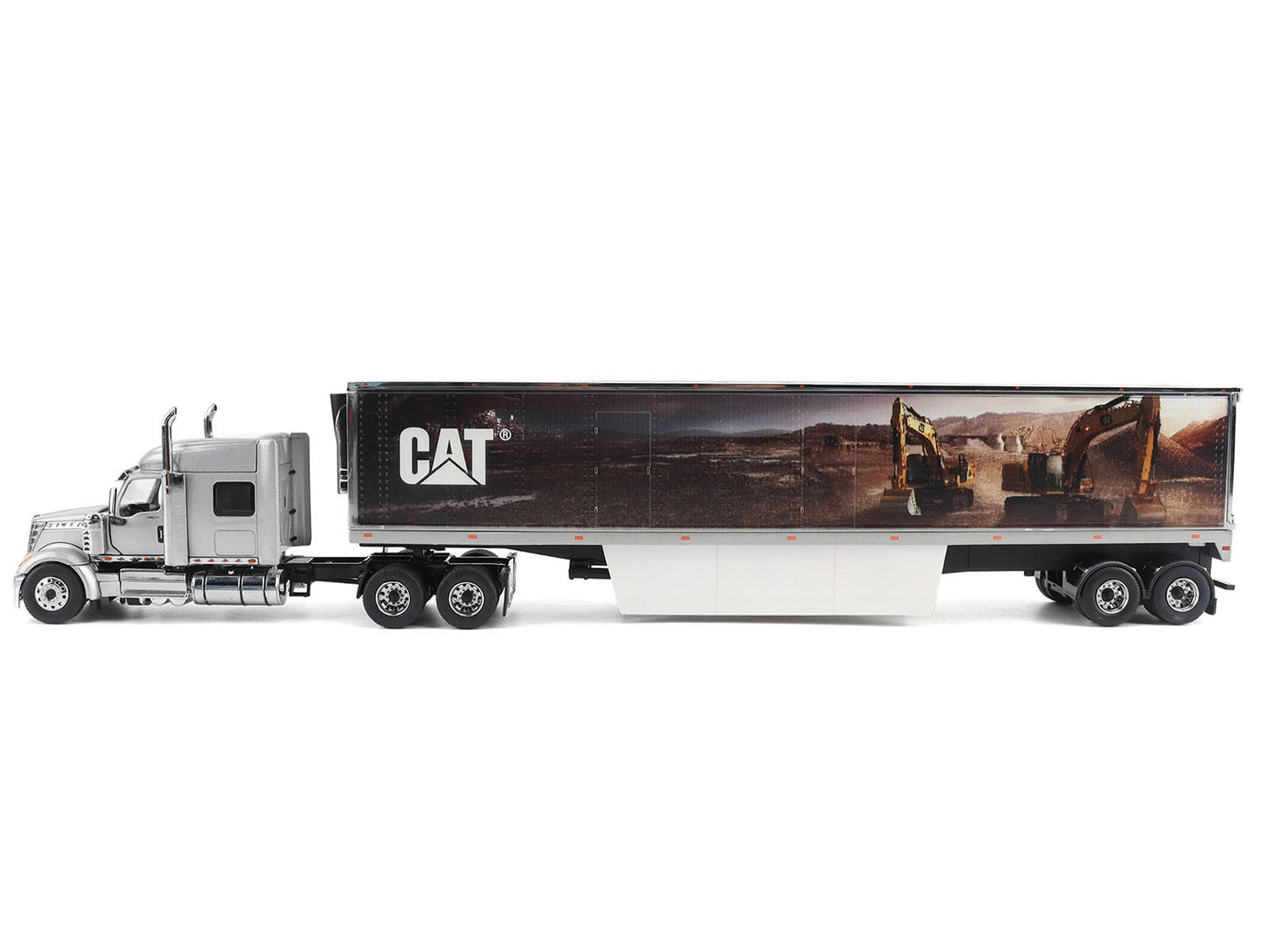 International Lonestar Truck with Sleeper Silver Metallic "CAT Caterpillar" Mural Trailer "Transport Series" 1/50 Diecast Model by Masters <h2>International Masters</h2> <p>High-quality car perfect fo