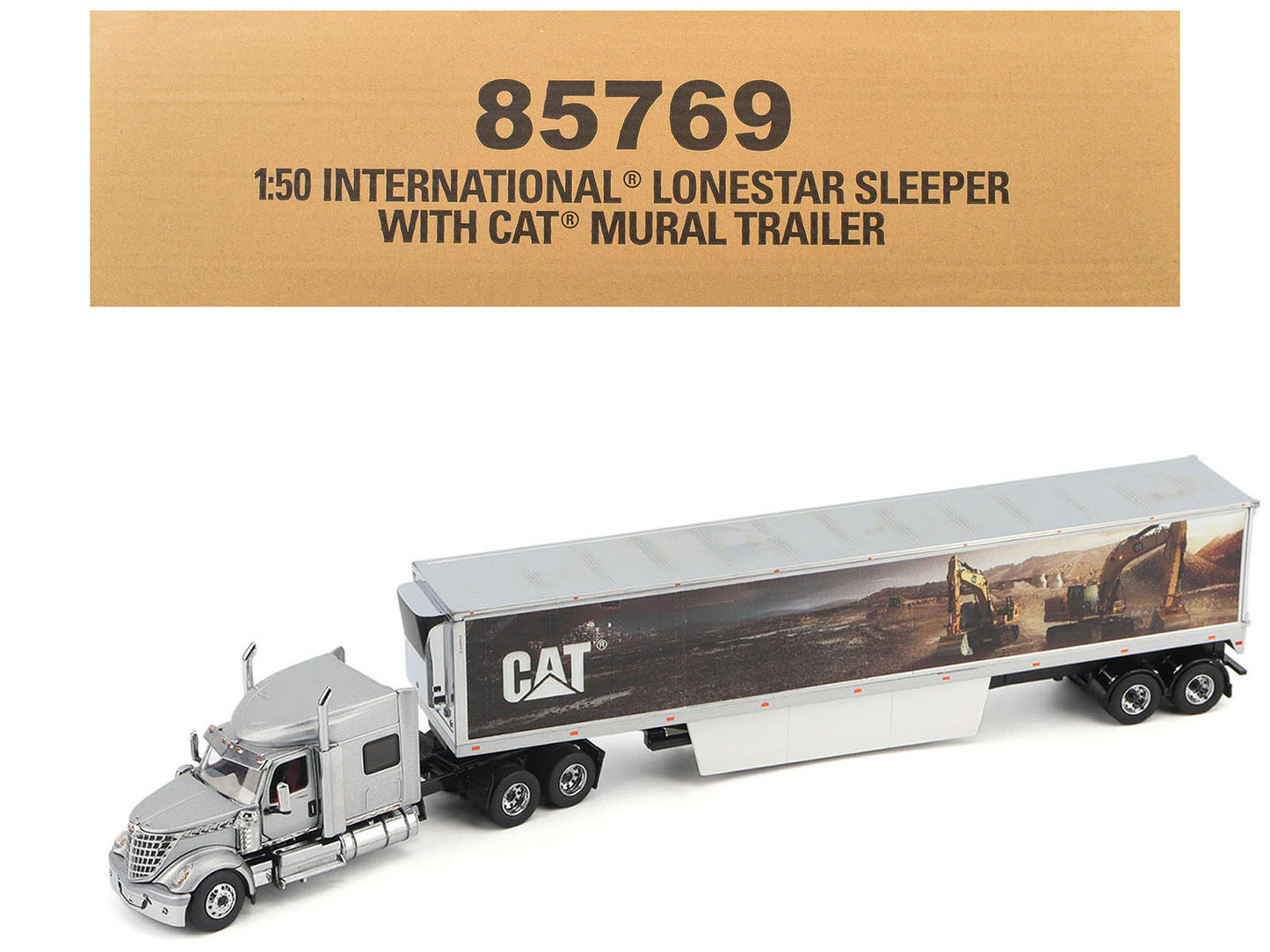 International Lonestar Truck with Sleeper Silver Metallic "CAT Caterpillar" Mural Trailer "Transport Series" 1/50 Diecast Model by Masters <h2>International Masters</h2> <p>High-quality car perfect fo