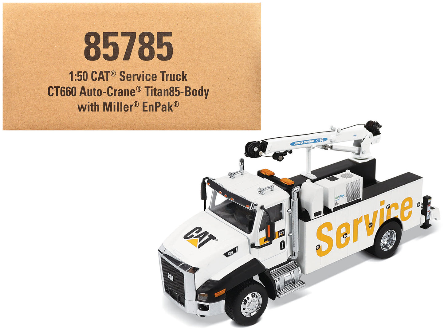 CAT Caterpillar CT660 Auto-Crane Titan 85 Truck with Miller EnPak White "Transport Series" 1/50 Diecast Model by Masters <h2>CAT Masters</h2> <p>High-quality car perfect for collectors and enthusiasts
