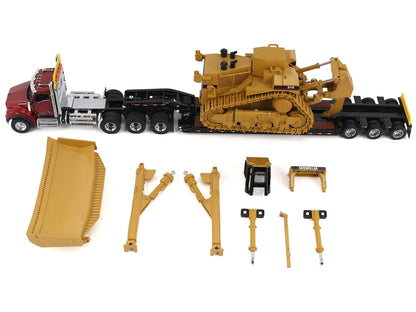 Kenworth T880 Day Cab Red and Trail King TK120 Lowboy Trailer with CAT Caterpillar D11R Dozer Components Load "Transport Series" 1/50 Diecast Model by Masters <h2>Kenworth Masters</h2> <p>High-quality
