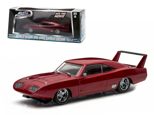 Dom's 1969 Dodge Charger Daytona Maroon 1/43 Diecast Model Car - Greenlight