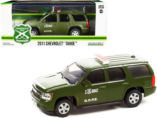 2011 Chevrolet Tahoe Police Car Matt Green 1/43 Diecast Model Car - Greenlight