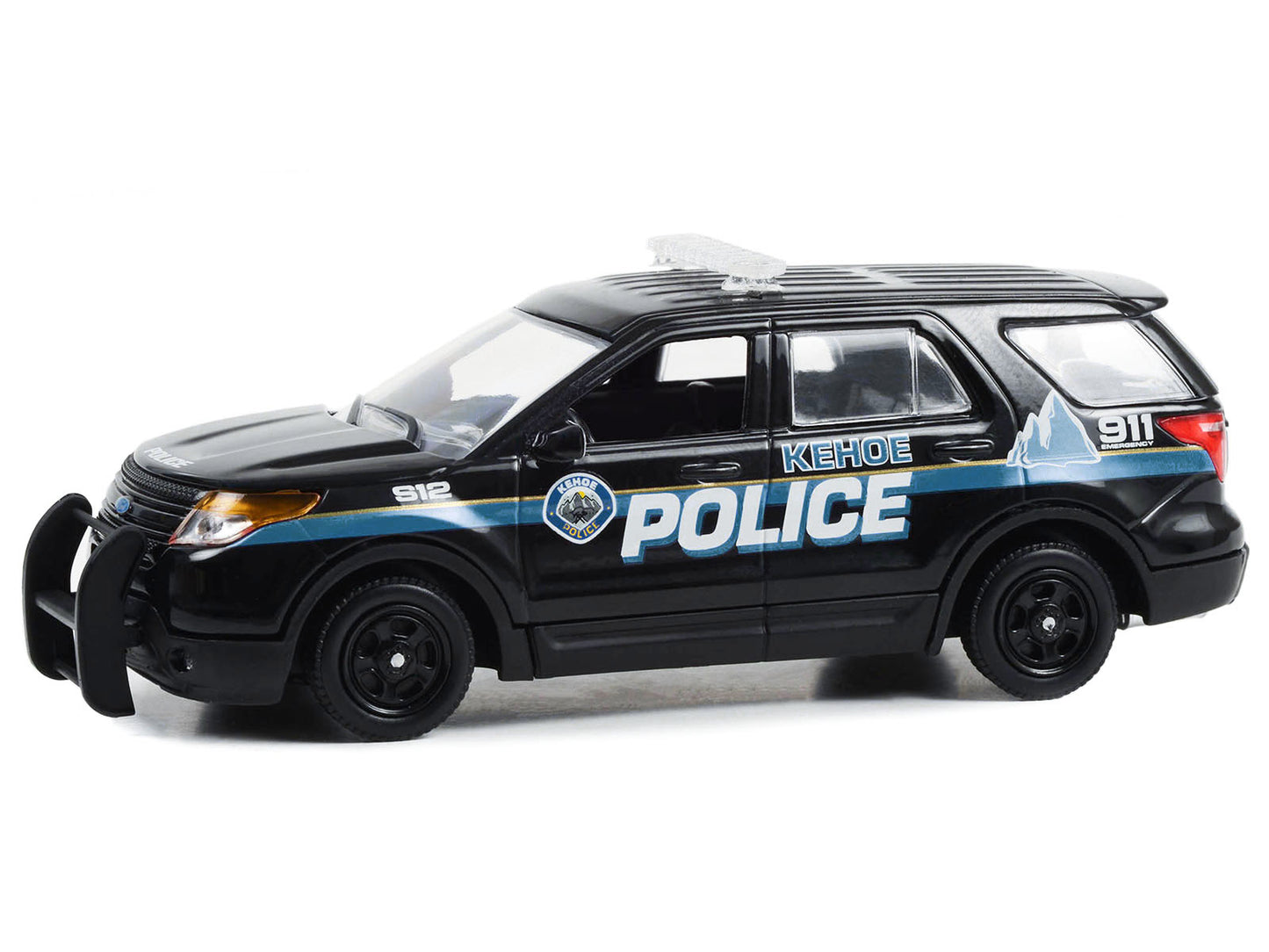 GreenLight 2013 Ford Police Interceptor Utility "Kehoe Department Kehoe Colorado" Black with White Stripes "Cold Pursuit" (2019) Movie 1/43 Diecast Model Car by <h2>2013 Greenlight</h2> <p>High-qualit