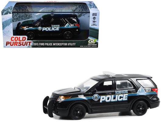 2013 Ford Police Interceptor Utility "Kehoe Police Department Kehoe Colorado" Black with White Stripes "Cold Pursuit" (2019) Movie 1/43 T&y Diecast Model Car by Greenlight