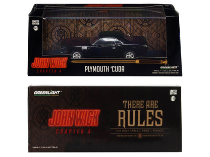 GreenLight 1971 Plymouth Barracuda Black "John Wick: Chapter 4" (2023) Movie "Hollywood" Series 1/43 Diecast Model Car by <h2>1971 Greenlight</h2> <p>High-quality perfect for collectors and enthusiast
