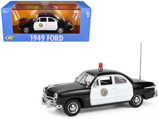 1949 Ford Custom Police Car "LAPD (Los Angeles Police Department)" Black and White 1/43 T&y Diecast Model Car by Greenlight