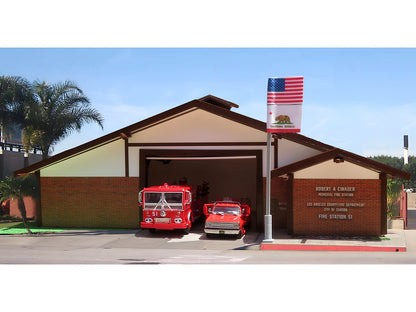 Fire Station 51 LACoFD (Los Angeles County Fire Department) Diorama EZ Assembly Kit "Emergency!" (1972-1977) TV Series 1/87 (HO) Model by Iconic Replicas T&y